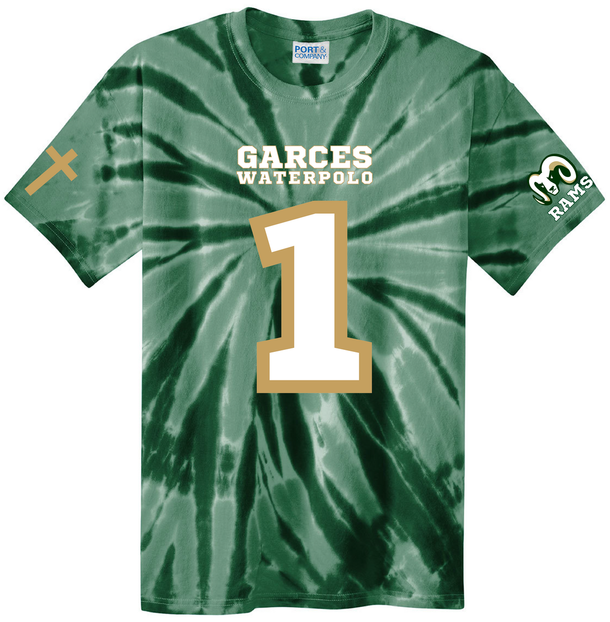 Garces Waterpolo - Tie-Dye Tee - Custom Football Style - PC147