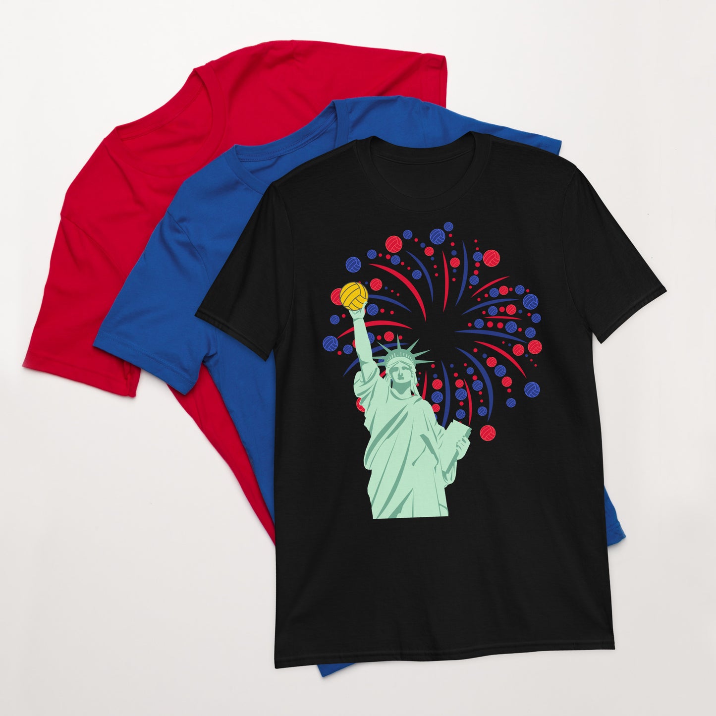 Statue of Liberty Fireworks Water Polo Short-Sleeve Unisex T-Shirt