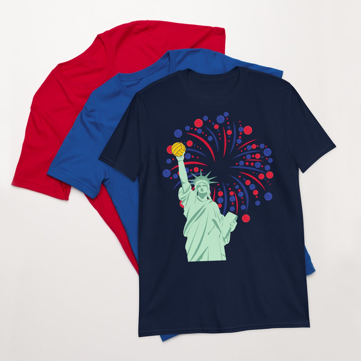 Statue of Liberty Fireworks Water Polo Short-Sleeve Unisex T-Shirt