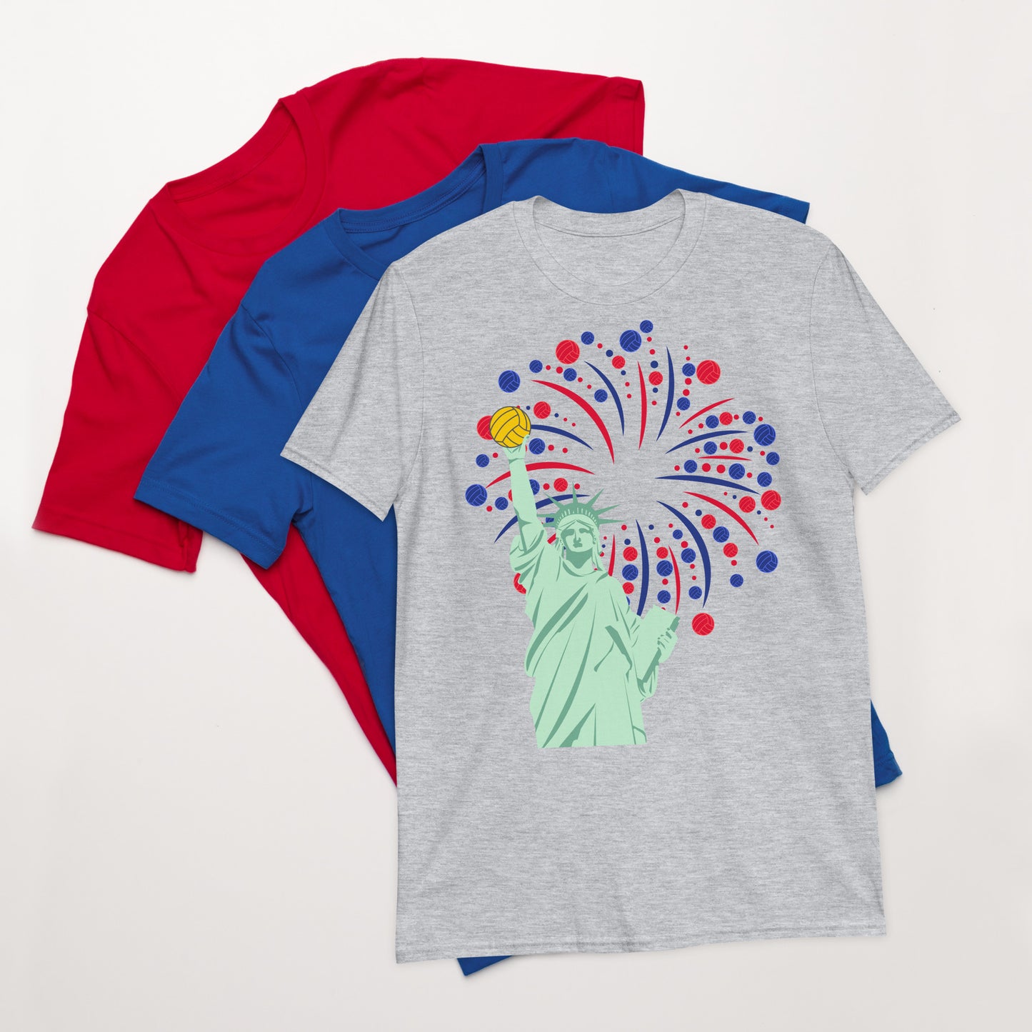 Statue of Liberty Fireworks Water Polo Short-Sleeve Unisex T-Shirt