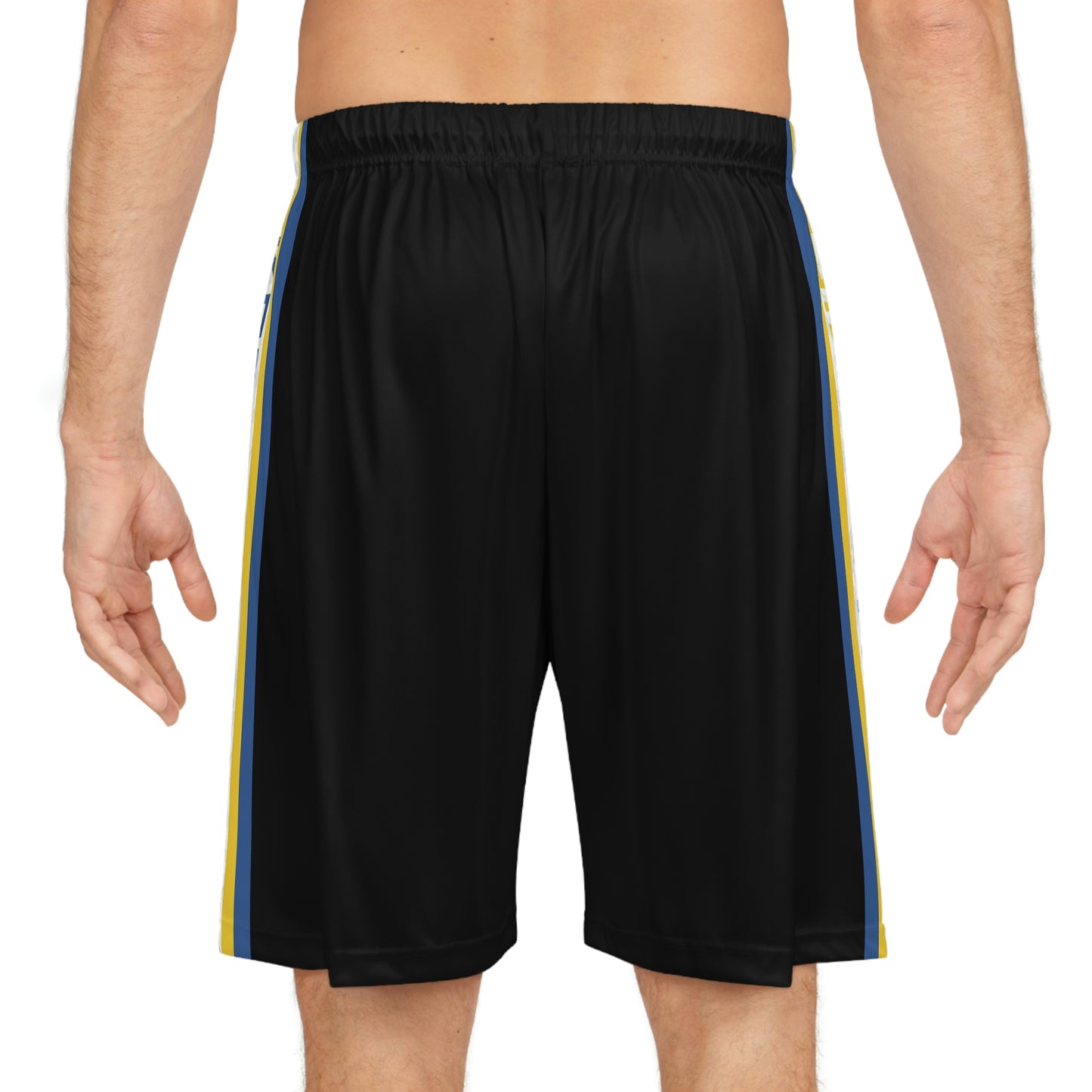 Kern Premier - Black Shorts with Blue and Gold Stripes with Logo - Basketball Shorts
