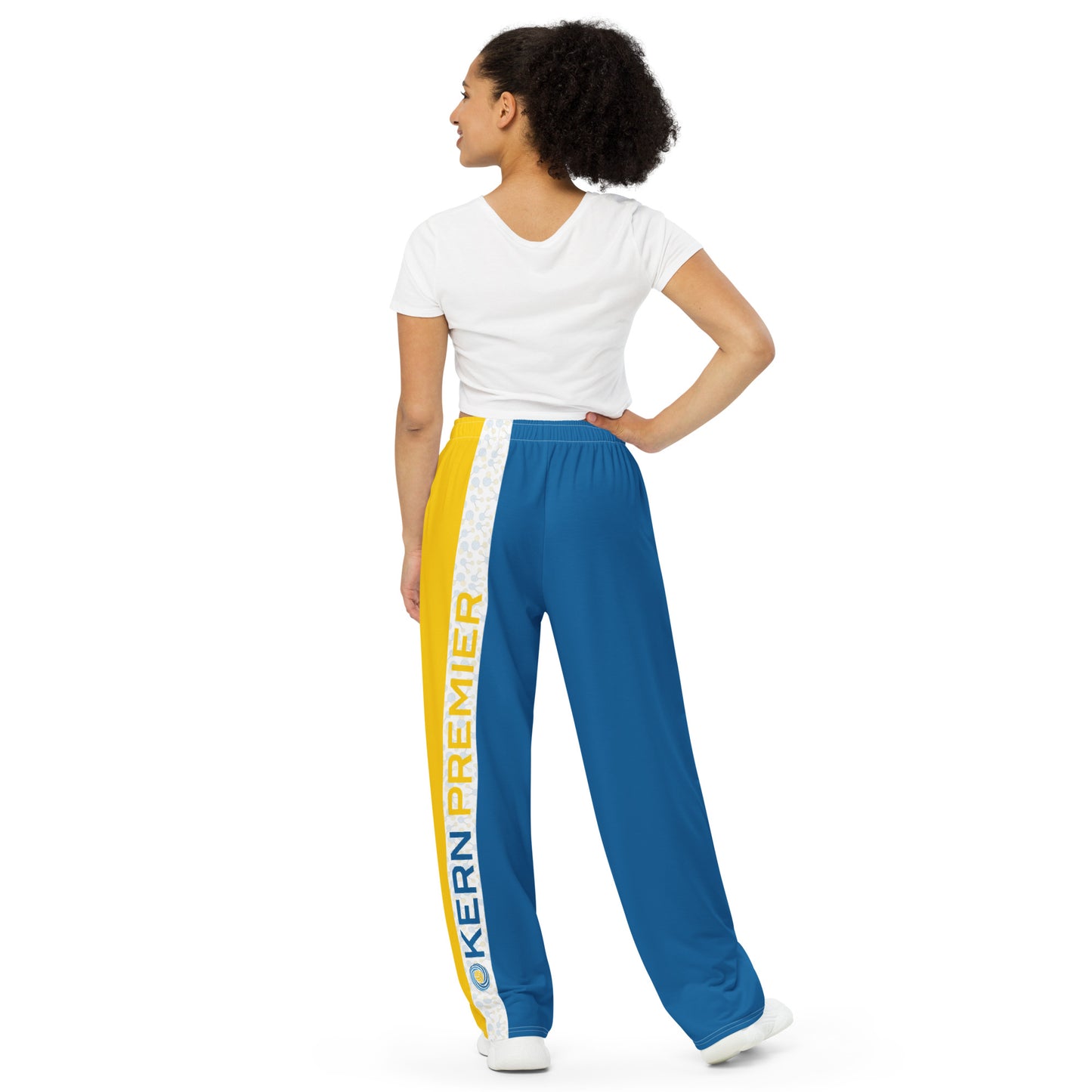 Kern Premier - All over print - Blue and Gold with H2O Molecule with Kern Premier Logo - unisex wide-leg pants