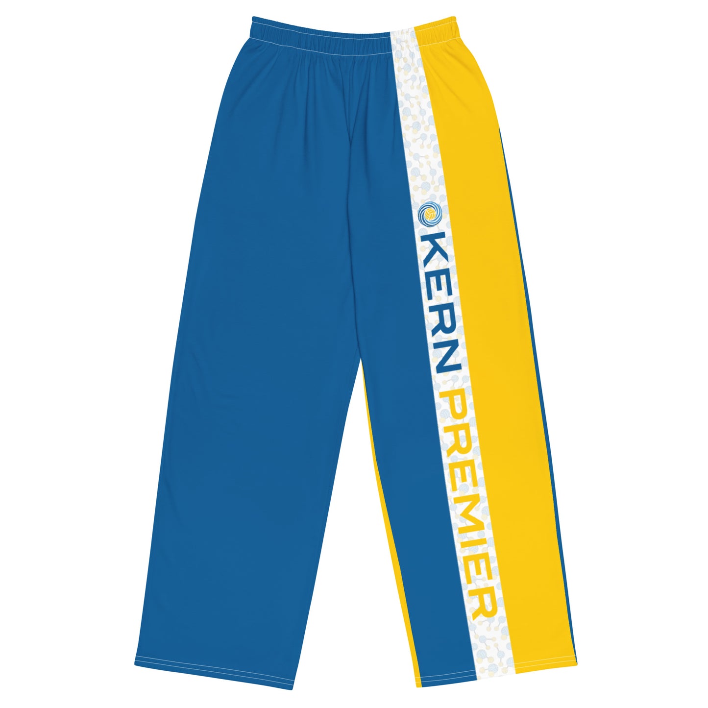 Kern Premier - All over print - Blue and Gold with H2O Molecule with Kern Premier Logo - unisex wide-leg pants