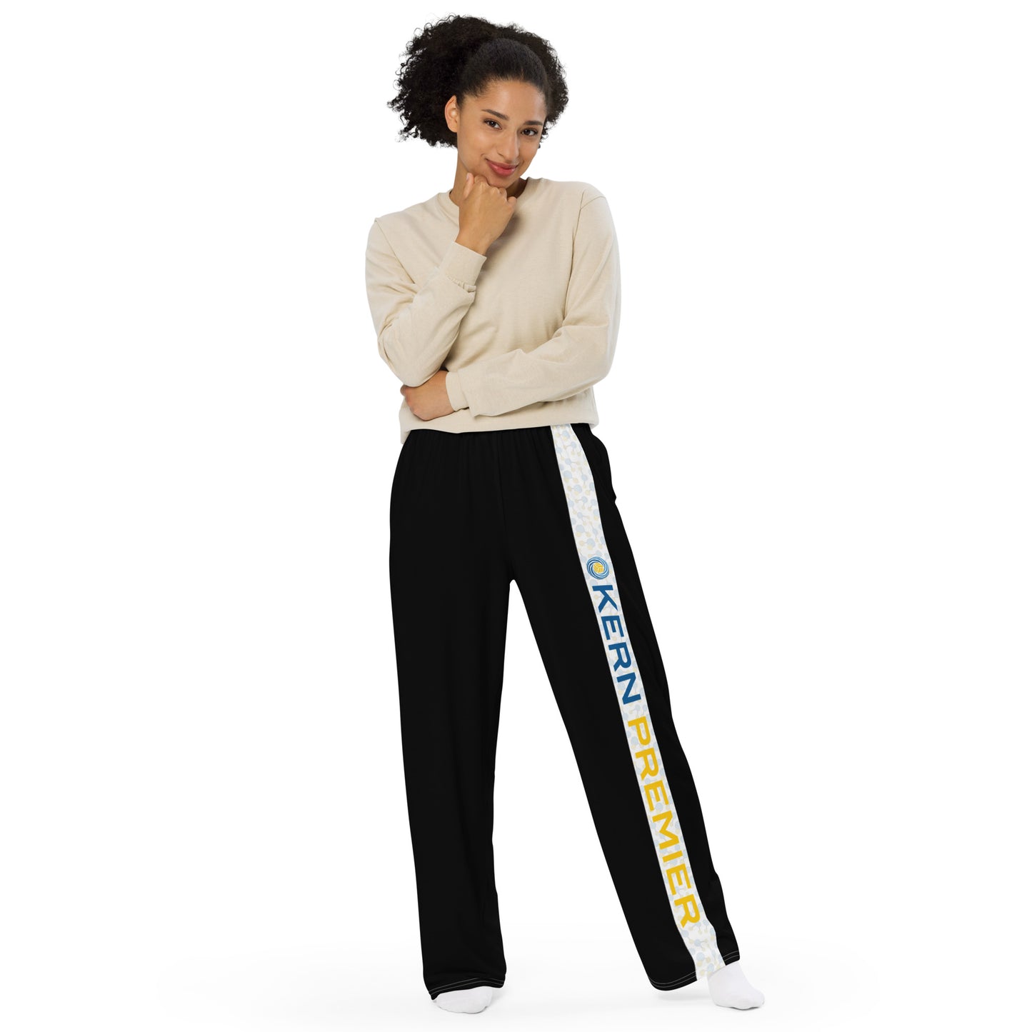 Kern Premier - All over print - Black with H2O Molecule with Kern Premier Logo - unisex wide-leg pants