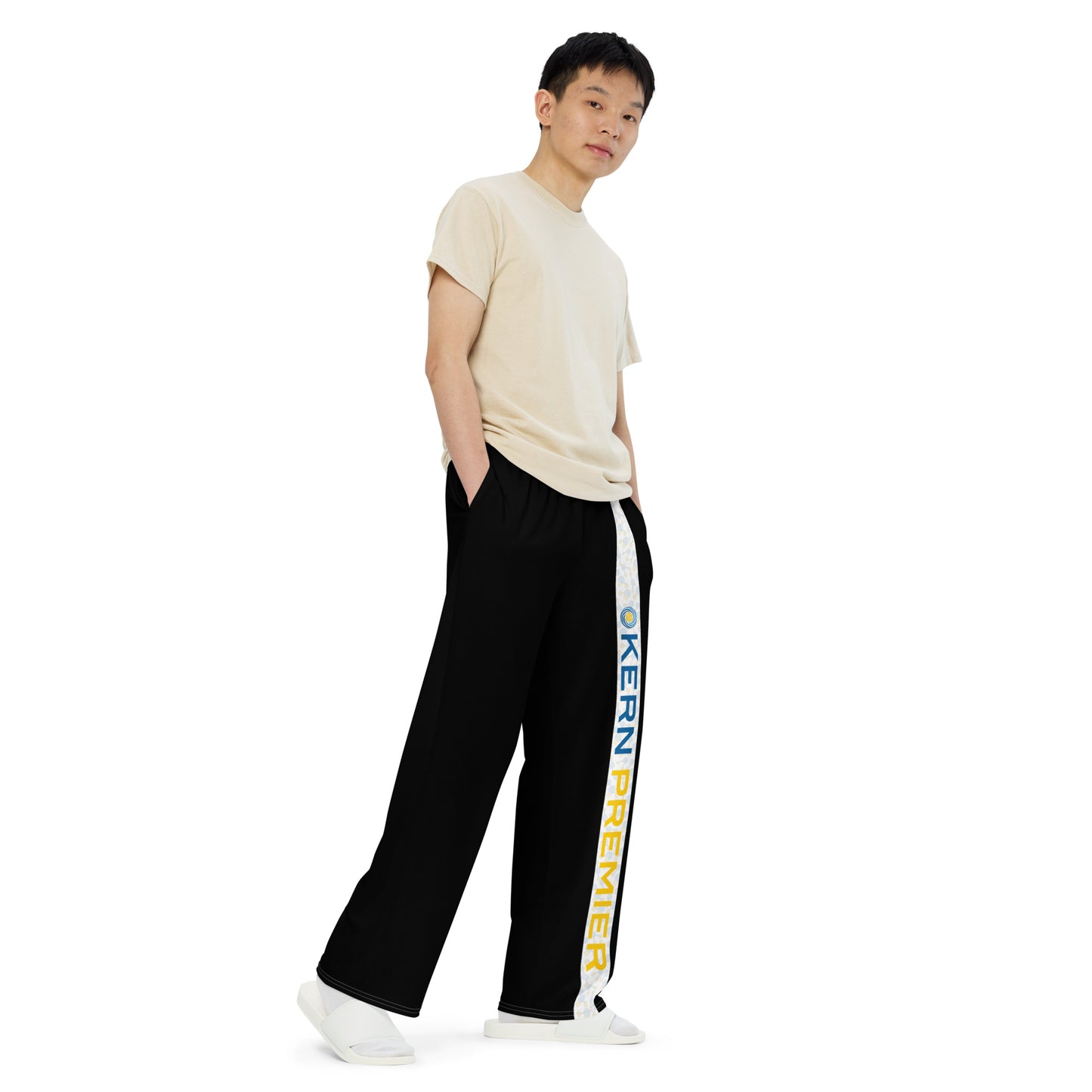 Kern Premier - All over print - Black with H2O Molecule with Kern Premier Logo - unisex wide-leg pants