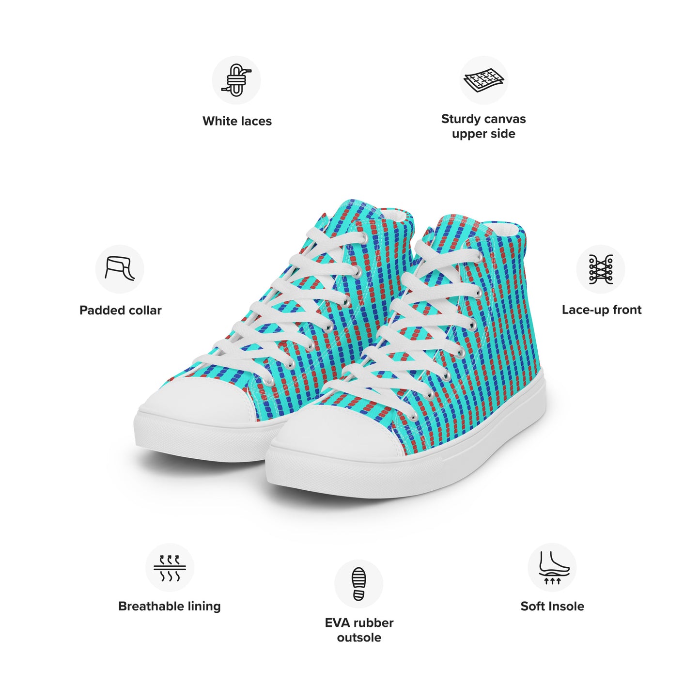 Swim Lane Stripes- Men’s high top canvas shoes