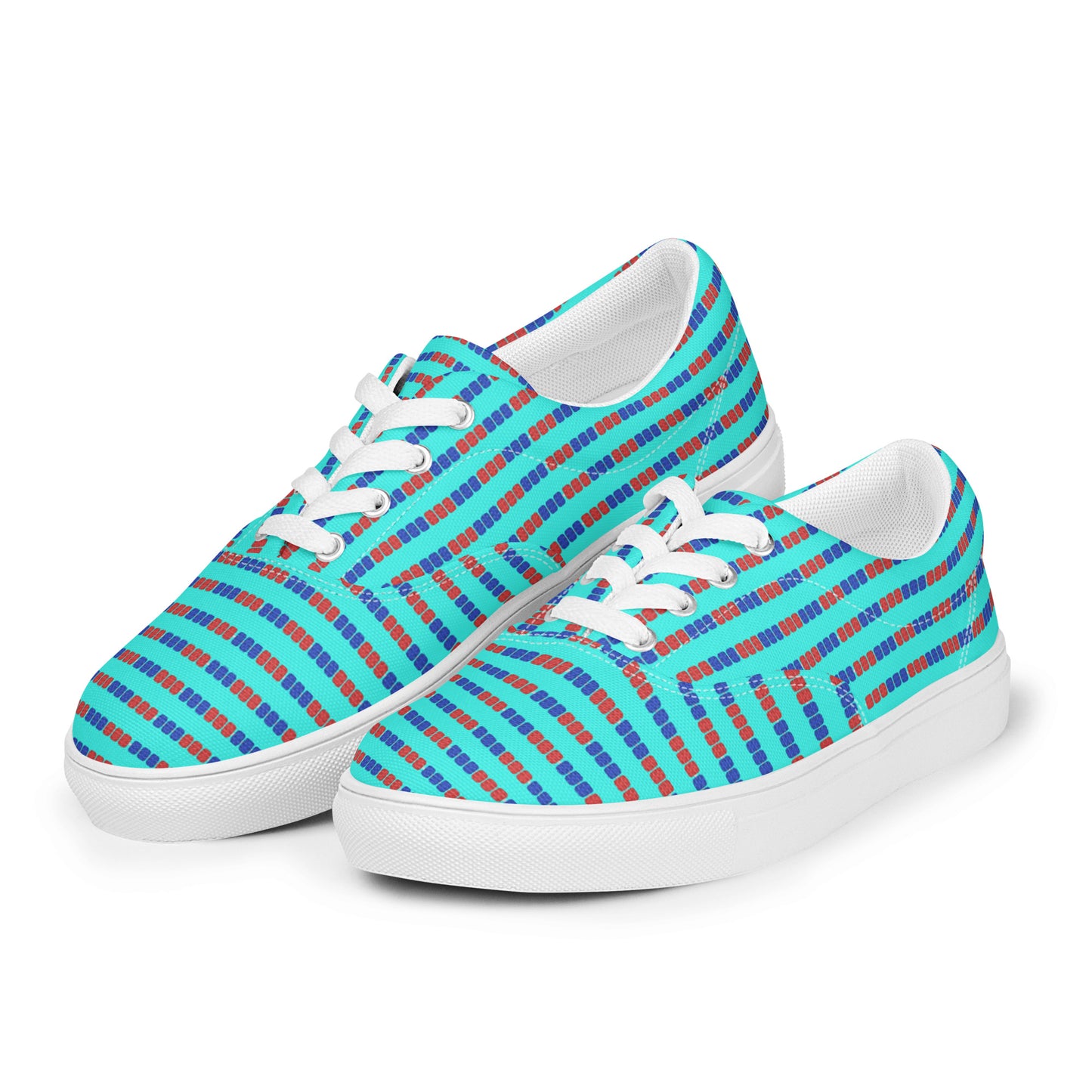 Swim Lane Stripes- Men’s lace-up canvas shoes