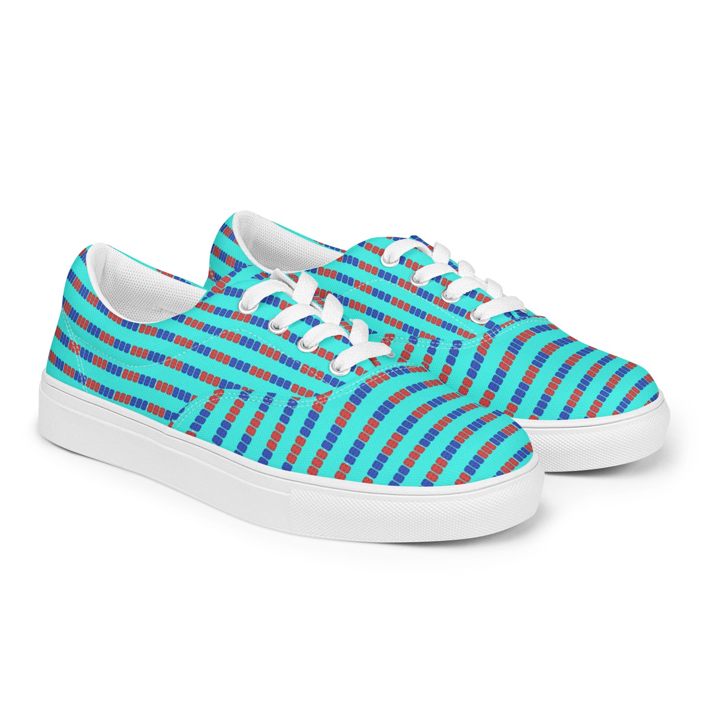 Swim Lane Stripes- Men’s lace-up canvas shoes