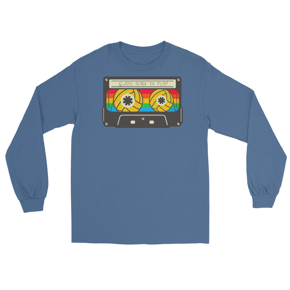 Always Ready to Play Cassette Men’s Long Sleeve Shirt Gildan