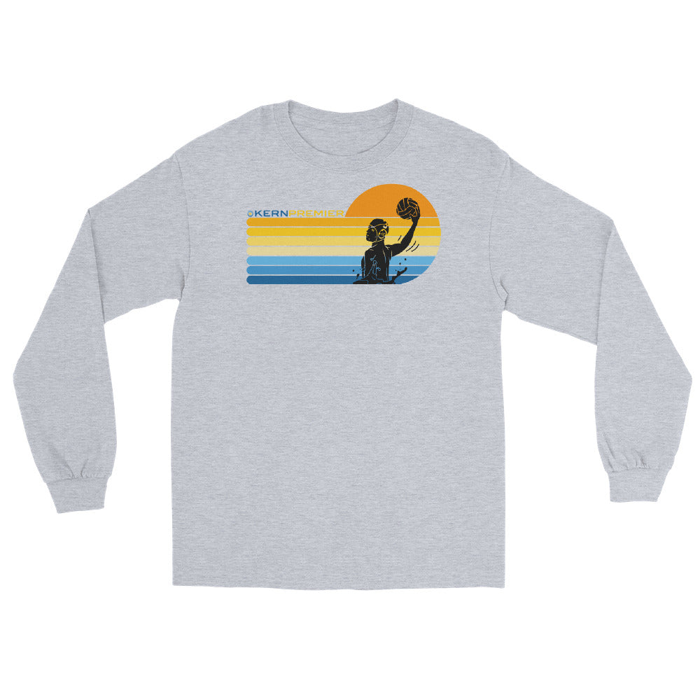 Kern Premier - 7 Color Right sided Sunset with Male Silhouette with Logo on Top - Long Sleeve Shirt - Gildan 2400