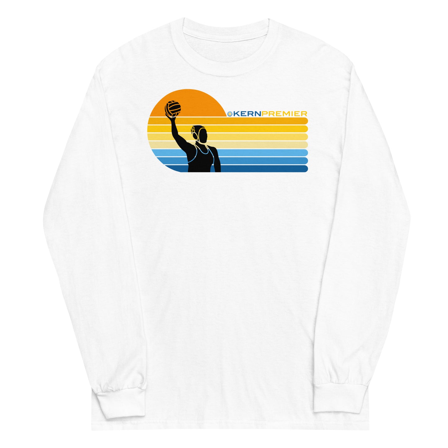 Kern Premier - 7 Color Left sided Sunset with Female Silhouette with Logo on Top - Long Sleeve Shirt - Gildan 2400
