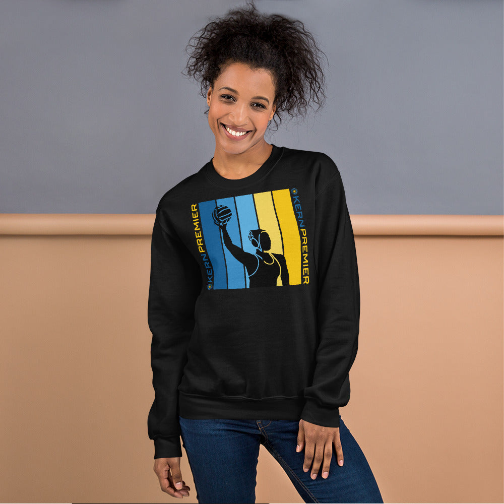 Kern Premier - 7 Color Box with Female Silhouette with Double Vertical Logos - Unisex Crew Neck Sweatshirt - Gildan 18000