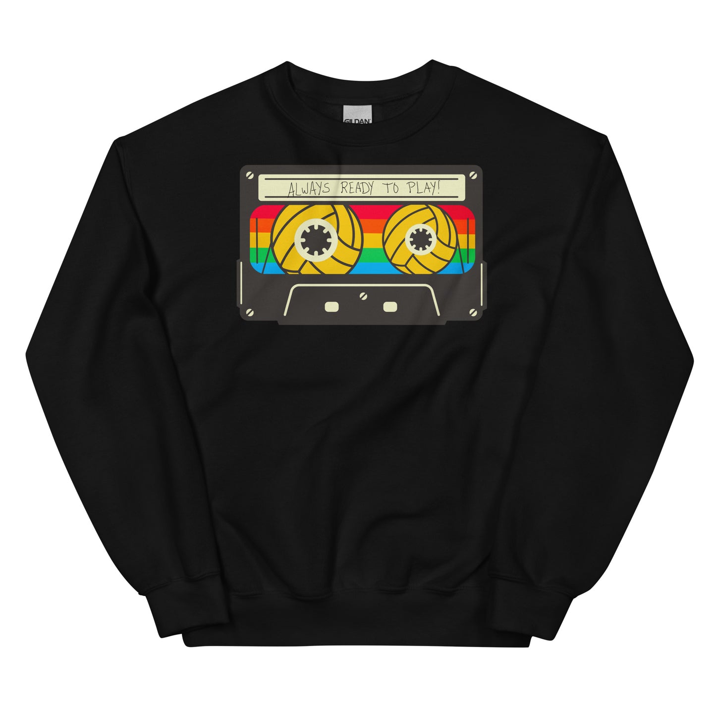 Always Ready to Play Cassette - Unisex Crew Neck Sweatshirt - Gildan 18000