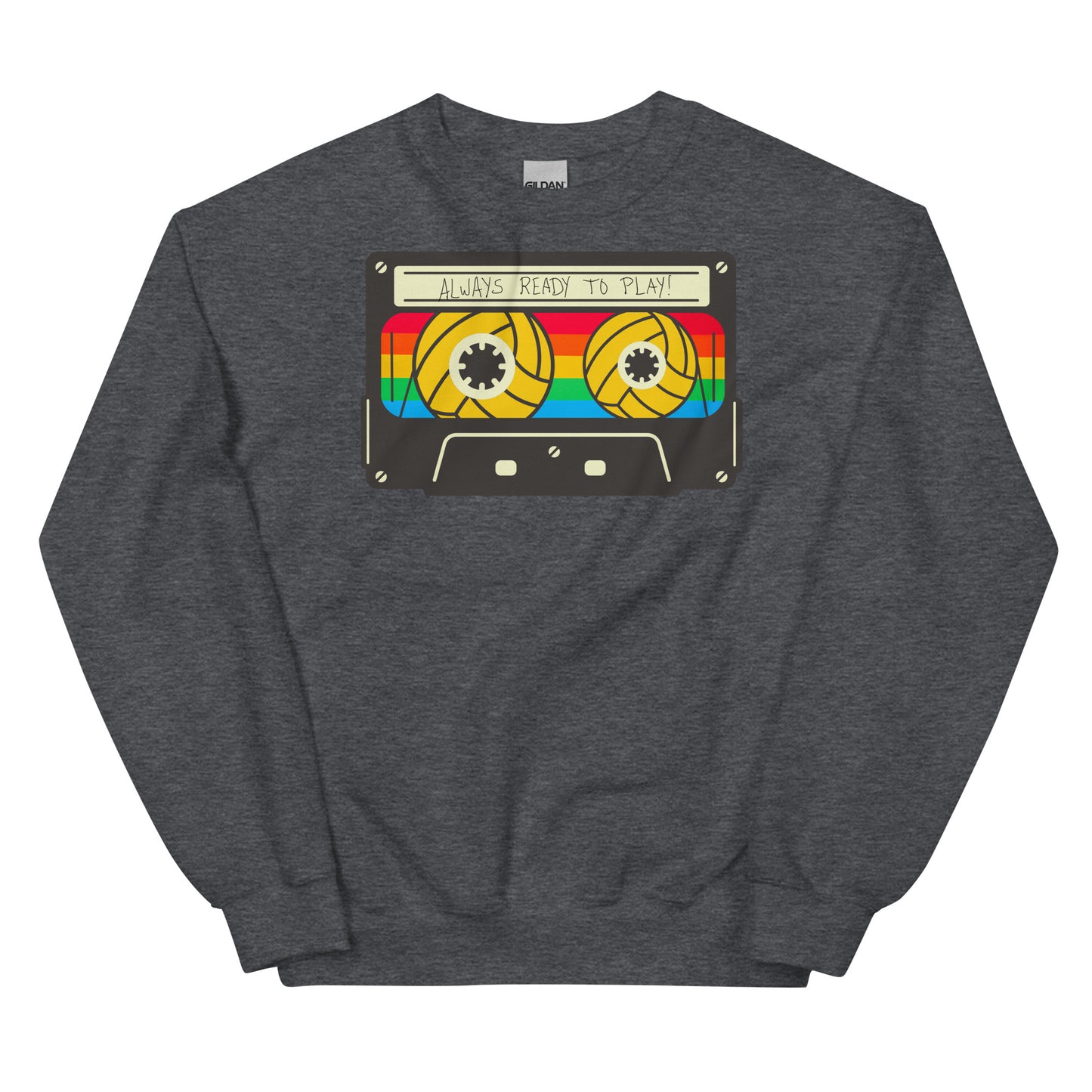 Always Ready to Play Cassette - Unisex Crew Neck Sweatshirt - Gildan 18000