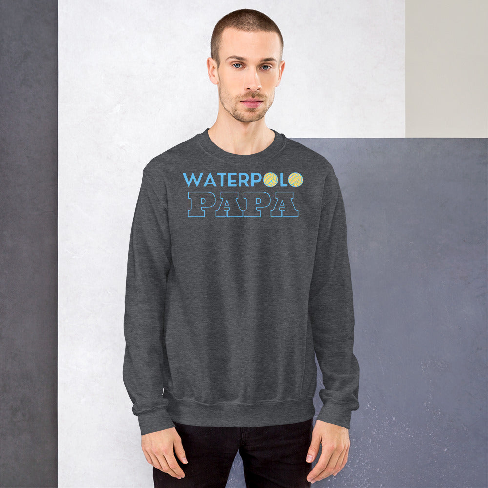 Waterpolo Papa - Blue Lettering - Unisex Crew Neck Sweatshirt - Gildan 18000