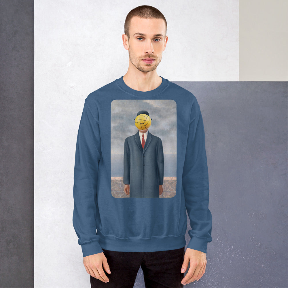 Son of Man Artwork with Water Polo Ball - Unisex Crew Neck Sweatshirt - Gildan 18000