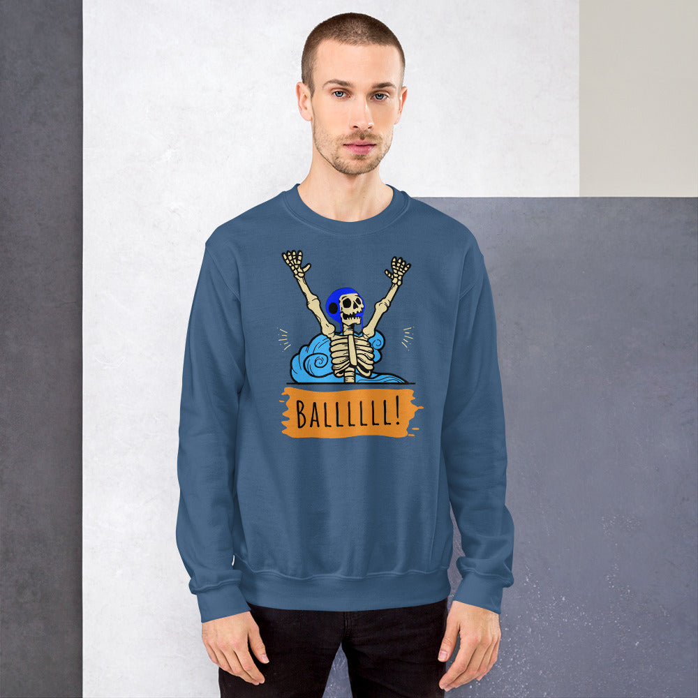 Gimme the Ball Skeleton with Waterpolo Cap - Unisex Crew Neck Sweatshirt - Gildan 18000