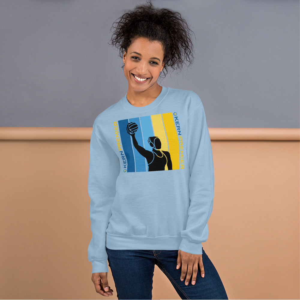 Kern Premier - 7 Color Box with Female Silhouette with Double Vertical Logos - Unisex Crew Neck Sweatshirt - Gildan 18000