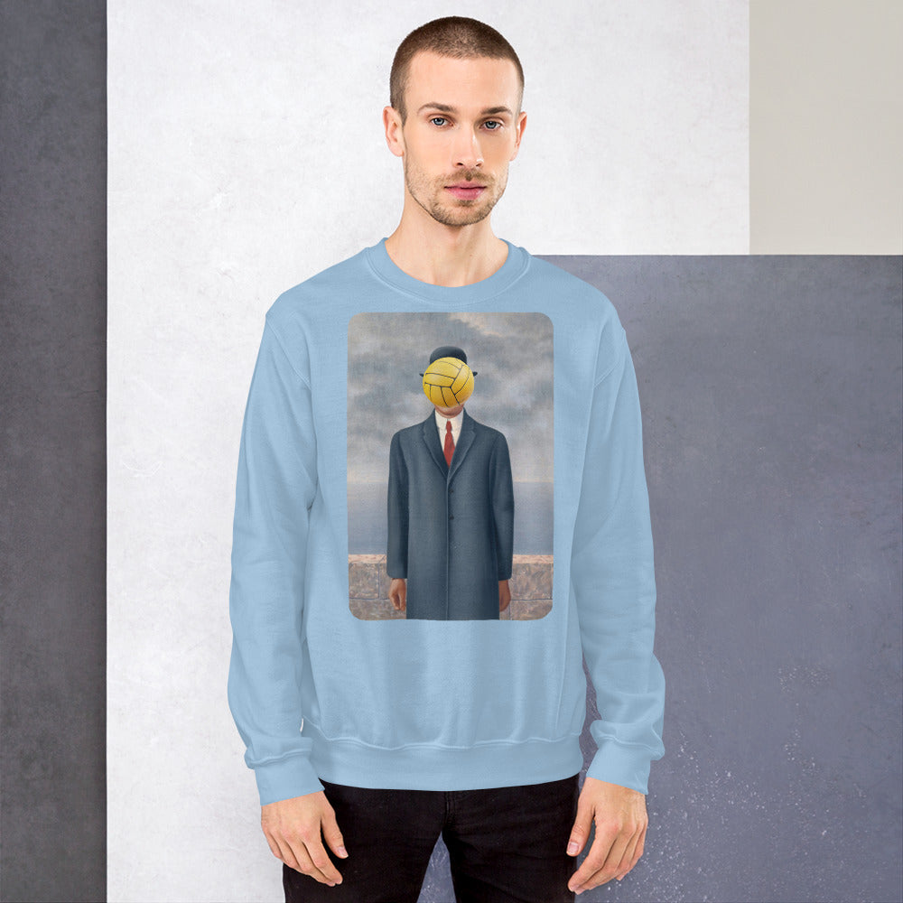 Son of Man Artwork with Water Polo Ball - Unisex Crew Neck Sweatshirt - Gildan 18000