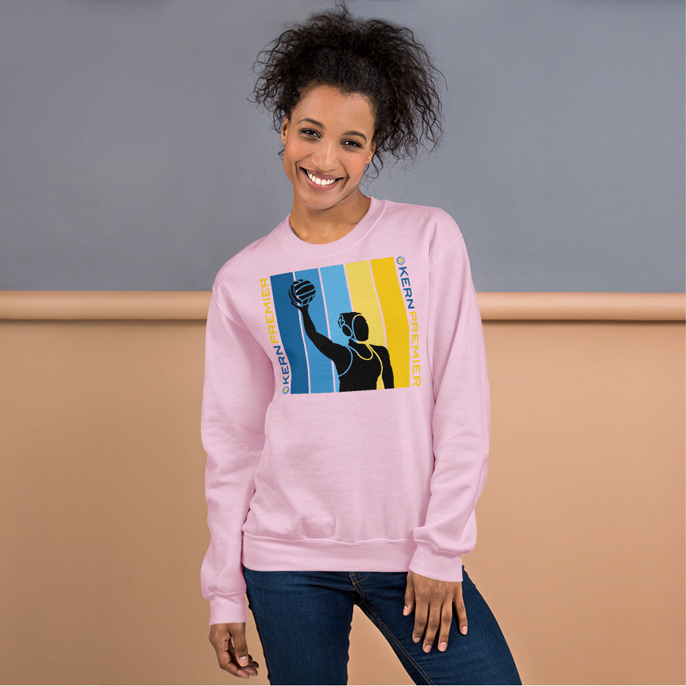 Kern Premier - 7 Color Box with Female Silhouette with Double Vertical Logos - Unisex Crew Neck Sweatshirt - Gildan 18000