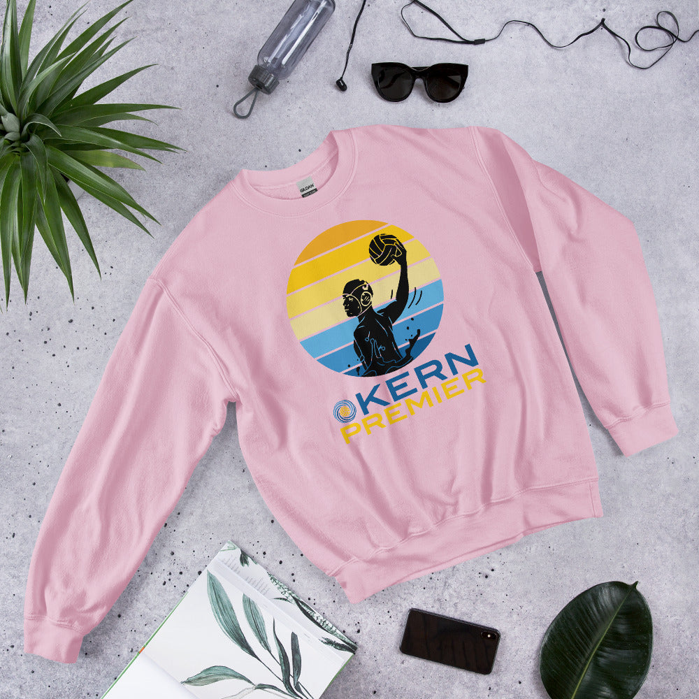 Kern Premier - 7 Color Circle with Male Silhouette with Logo on Bottom - Unisex Crew Neck Sweatshirt - Gildan 18000