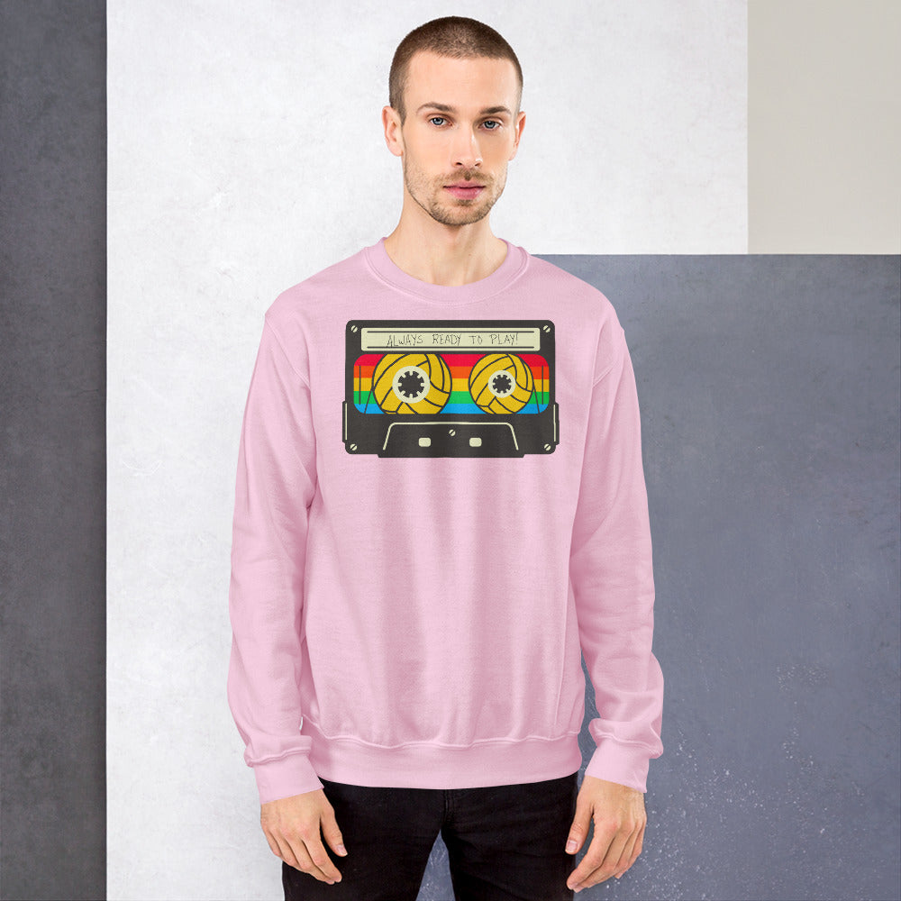 Always Ready to Play Cassette - Unisex Crew Neck Sweatshirt - Gildan 18000