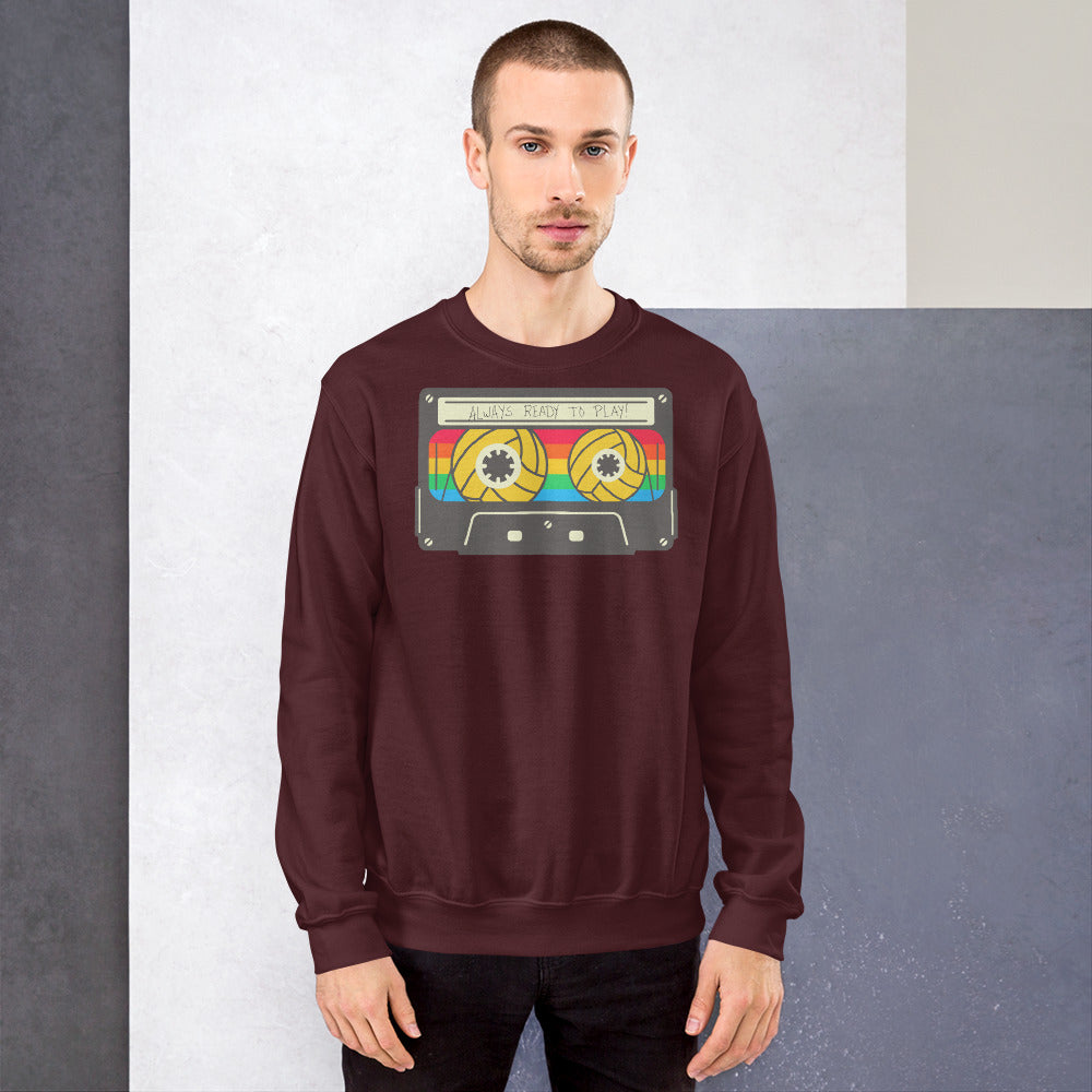 Always Ready to Play Cassette - Unisex Crew Neck Sweatshirt - Gildan 18000