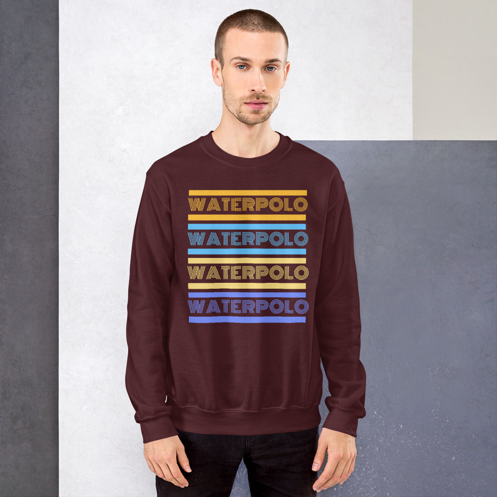 Retro Water Polo- Yellow and Blue - Unisex Crew Neck Sweatshirt - Gildan 18000