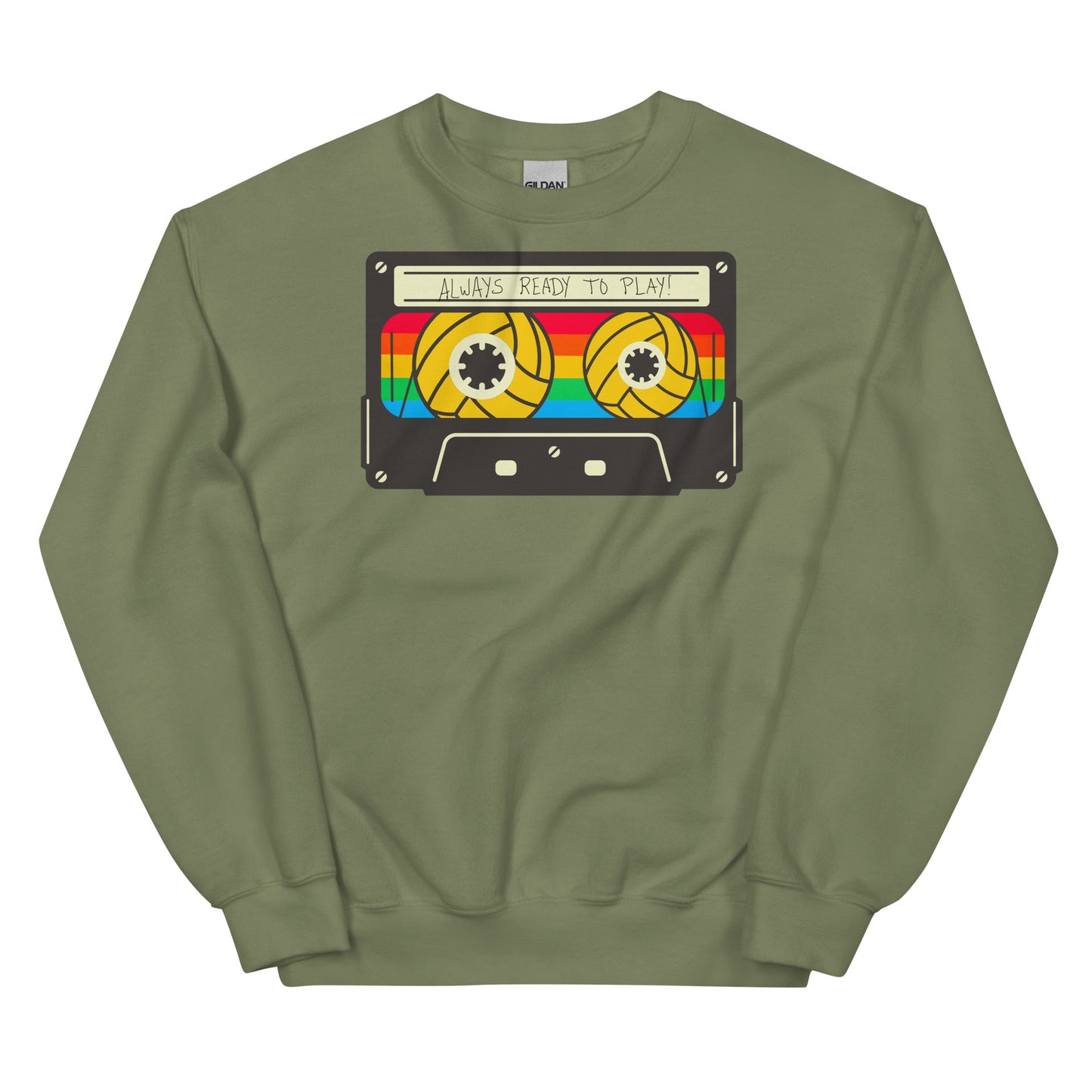 Always Ready to Play Cassette - Unisex Crew Neck Sweatshirt - Gildan 18000