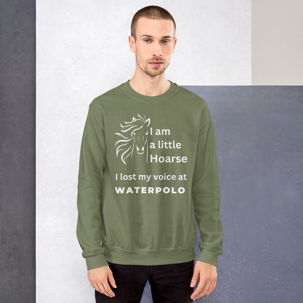 I am a little Hoarse - with Line Art Horse head - Unisex Crew Neck Sweatshirt - Gildan 18000