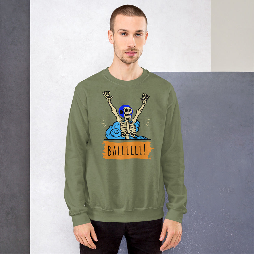 Gimme the Ball Skeleton with Waterpolo Cap - Unisex Crew Neck Sweatshirt - Gildan 18000
