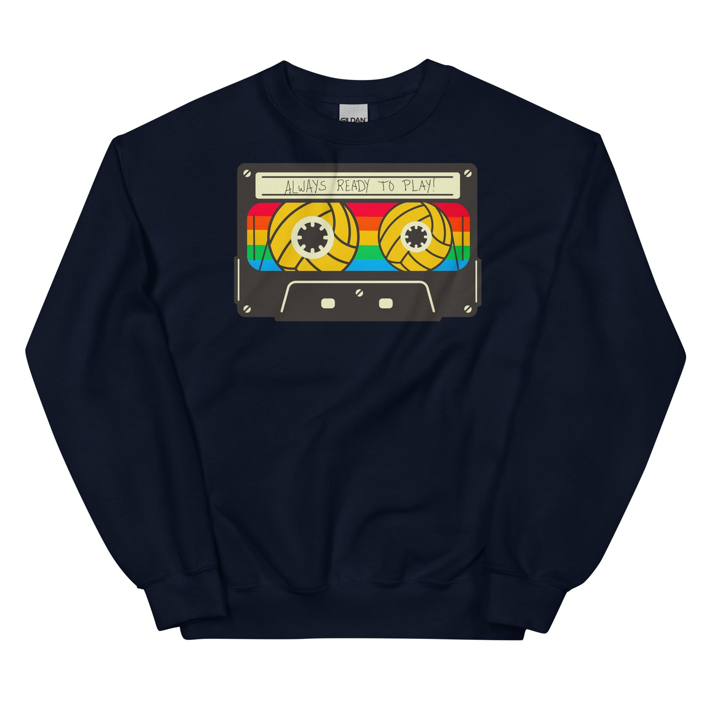 Always Ready to Play Cassette - Unisex Crew Neck Sweatshirt - Gildan 18000