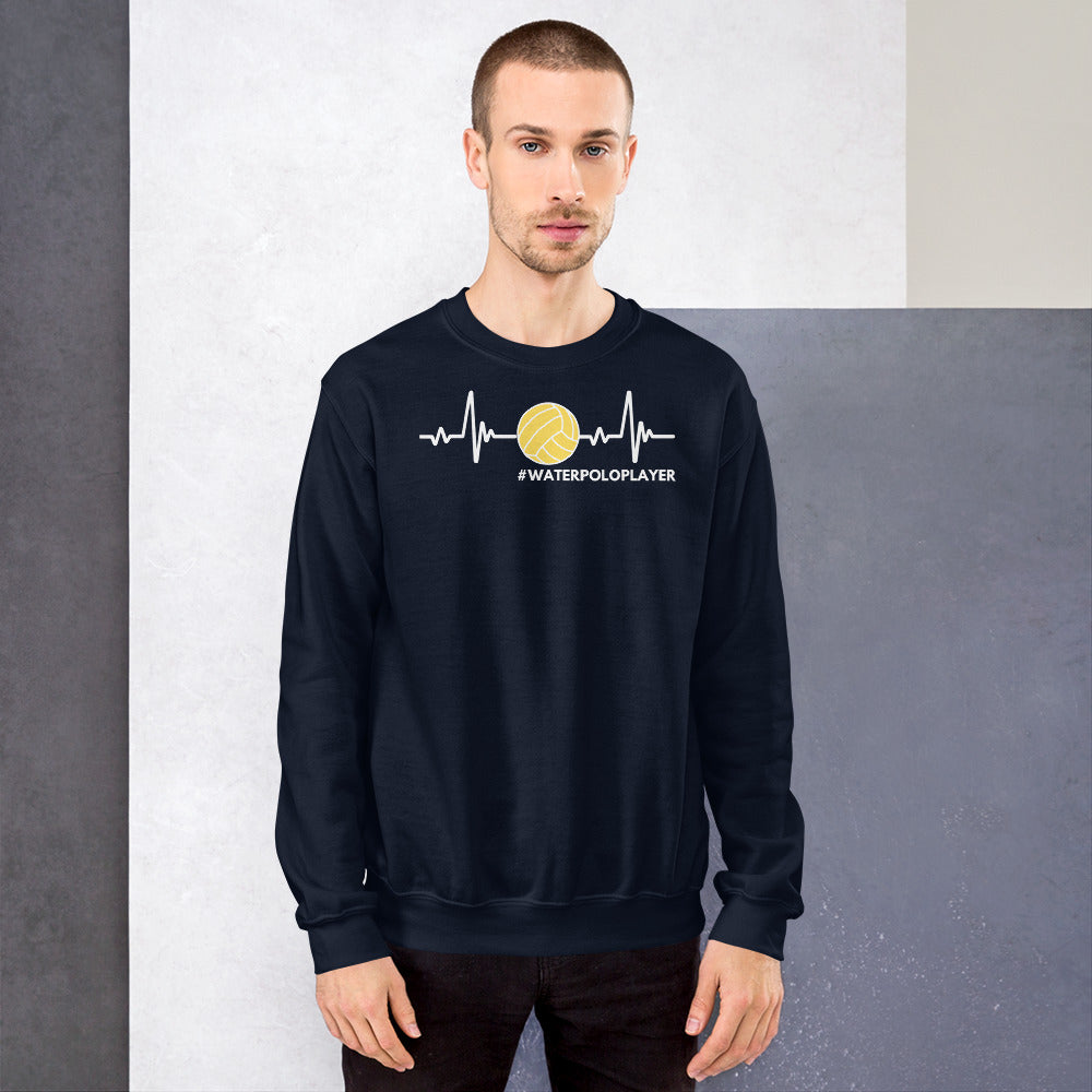 Waterpolo Player Heartbeat - Unisex Crew Neck Sweatshirt - Gildan 18000