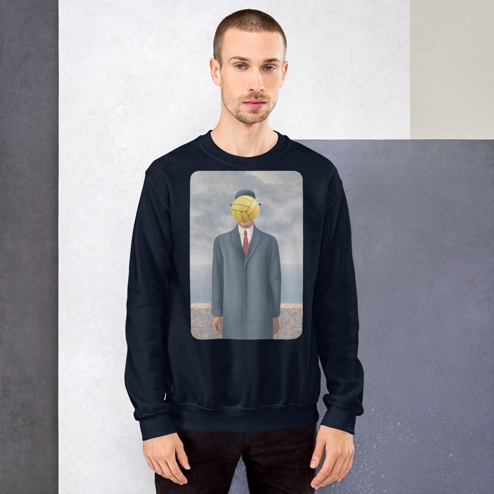 Son of Man Artwork with Water Polo Ball - Unisex Crew Neck Sweatshirt - Gildan 18000