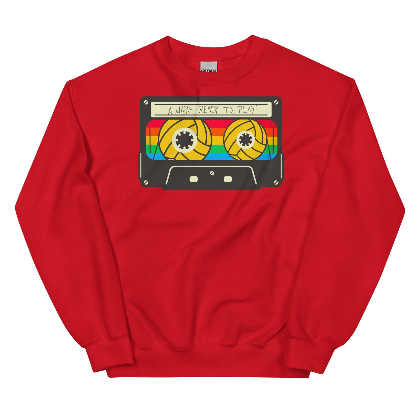 Always Ready to Play Cassette - Unisex Crew Neck Sweatshirt - Gildan 18000