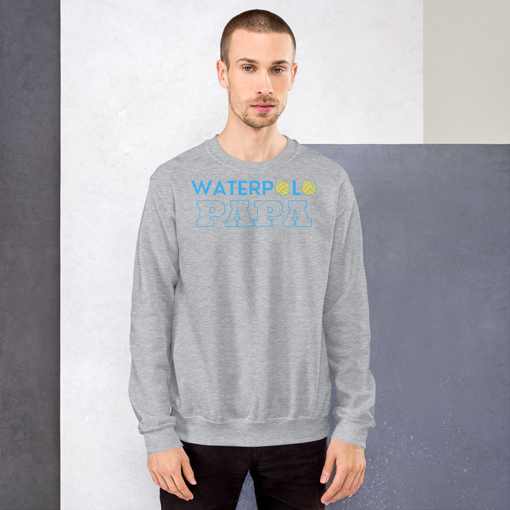 Waterpolo Papa - Blue Lettering - Unisex Crew Neck Sweatshirt - Gildan 18000
