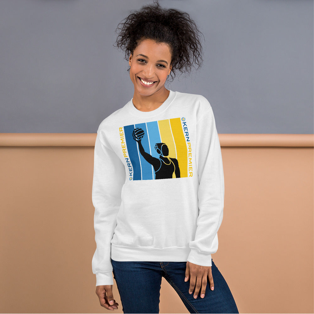 Kern Premier - 7 Color Box with Female Silhouette with Double Vertical Logos - Unisex Crew Neck Sweatshirt - Gildan 18000