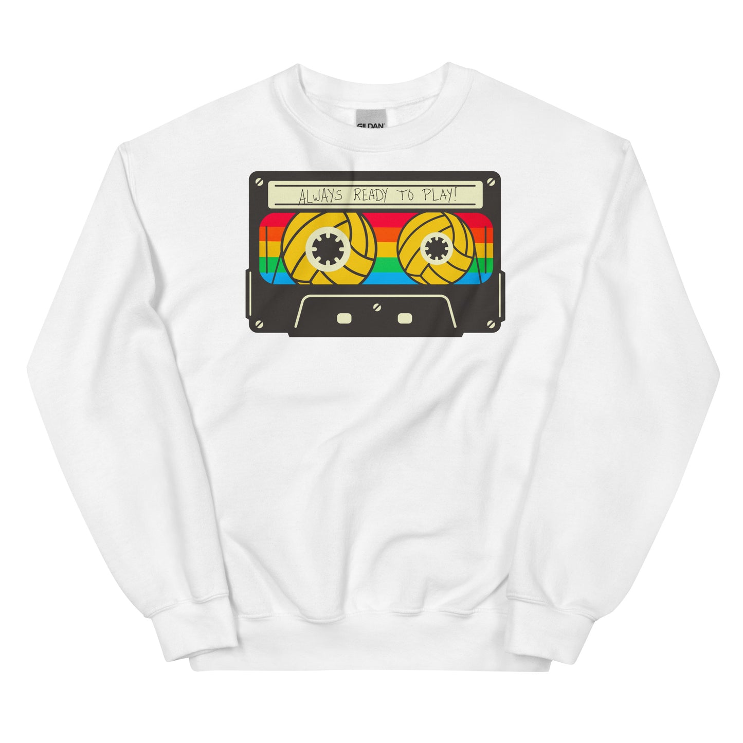 Always Ready to Play Cassette - Unisex Crew Neck Sweatshirt - Gildan 18000