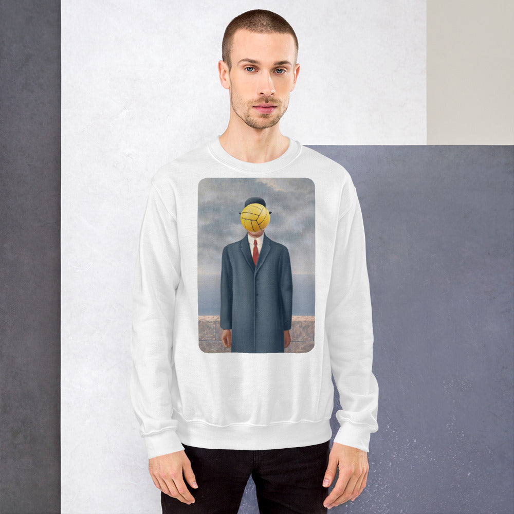 Son of Man Artwork with Water Polo Ball - Unisex Crew Neck Sweatshirt - Gildan 18000