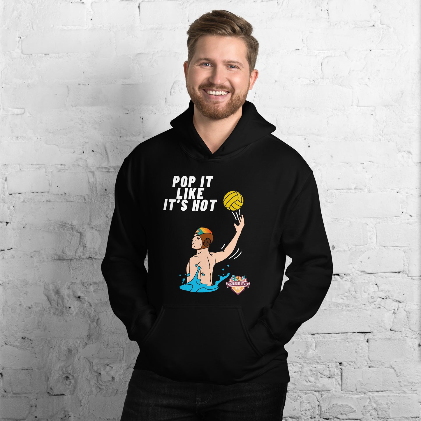 Moonlight Beach WPC Pop it like it’s hot male colored silhouette Unisex Hoodie