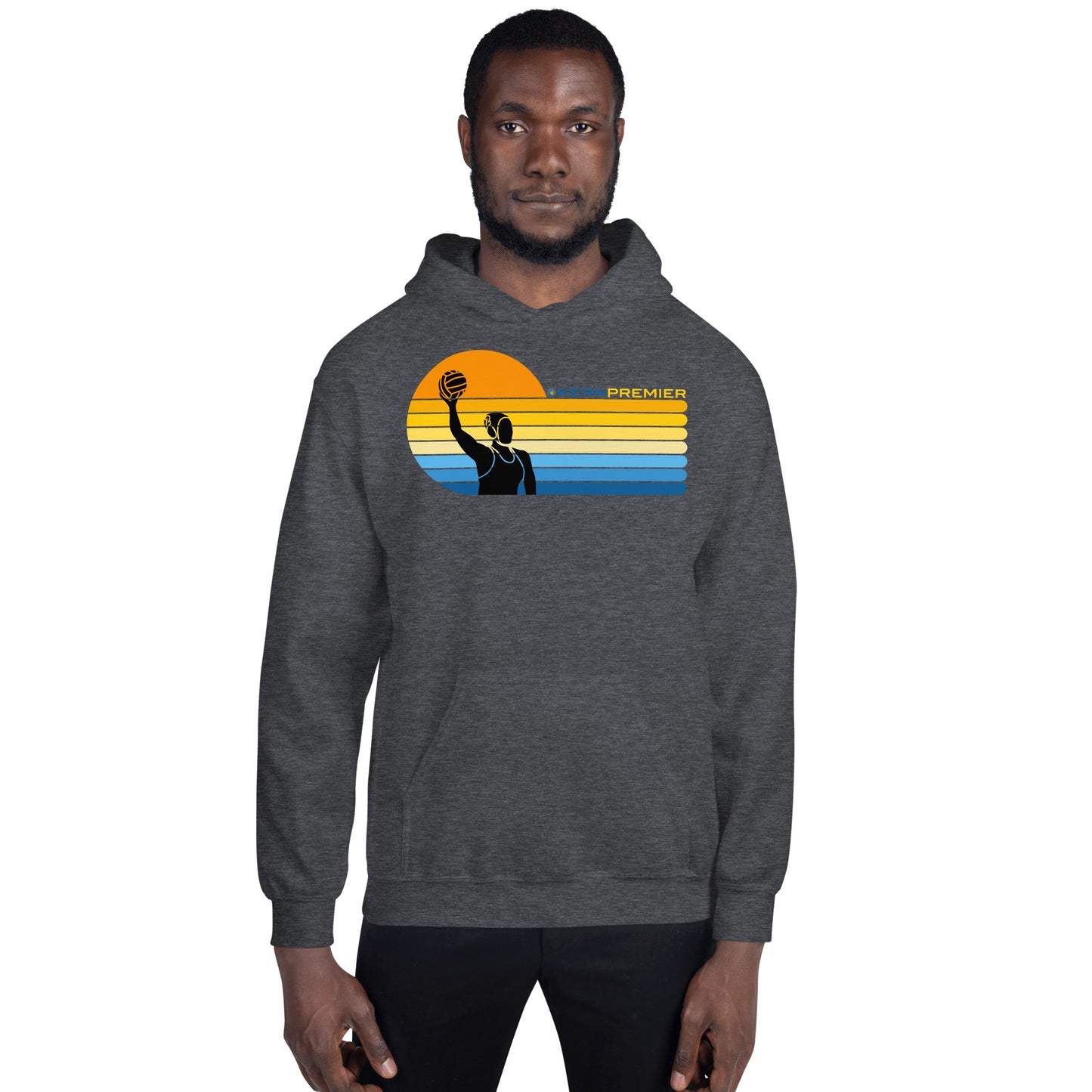 Kern Premier - 7 Color Left sided Sunset with Female with Logo on Top - Unisex Heavy Blend Hoodie - Gildan 18500