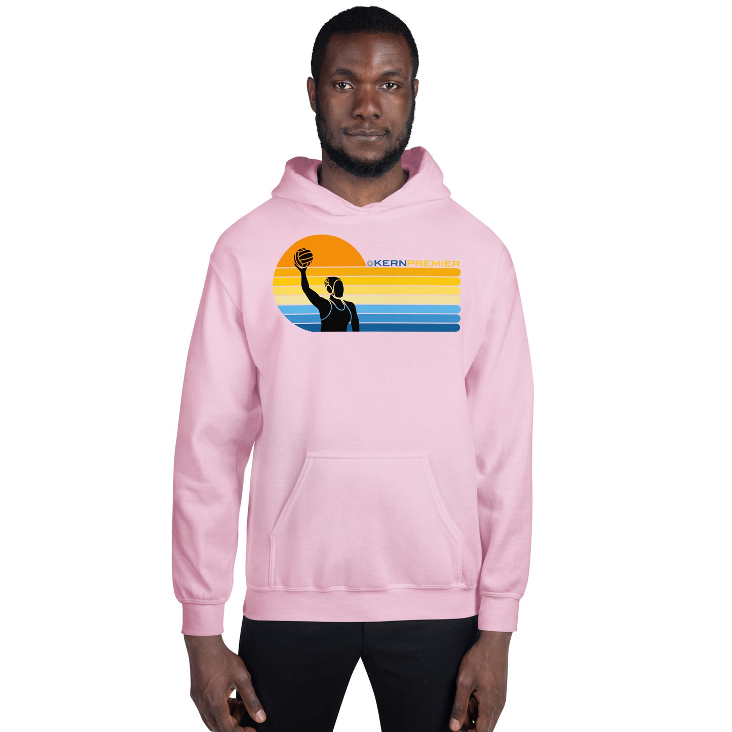 Kern Premier - 7 Color Left sided Sunset with Female with Logo on Top - Unisex Heavy Blend Hoodie - Gildan 18500