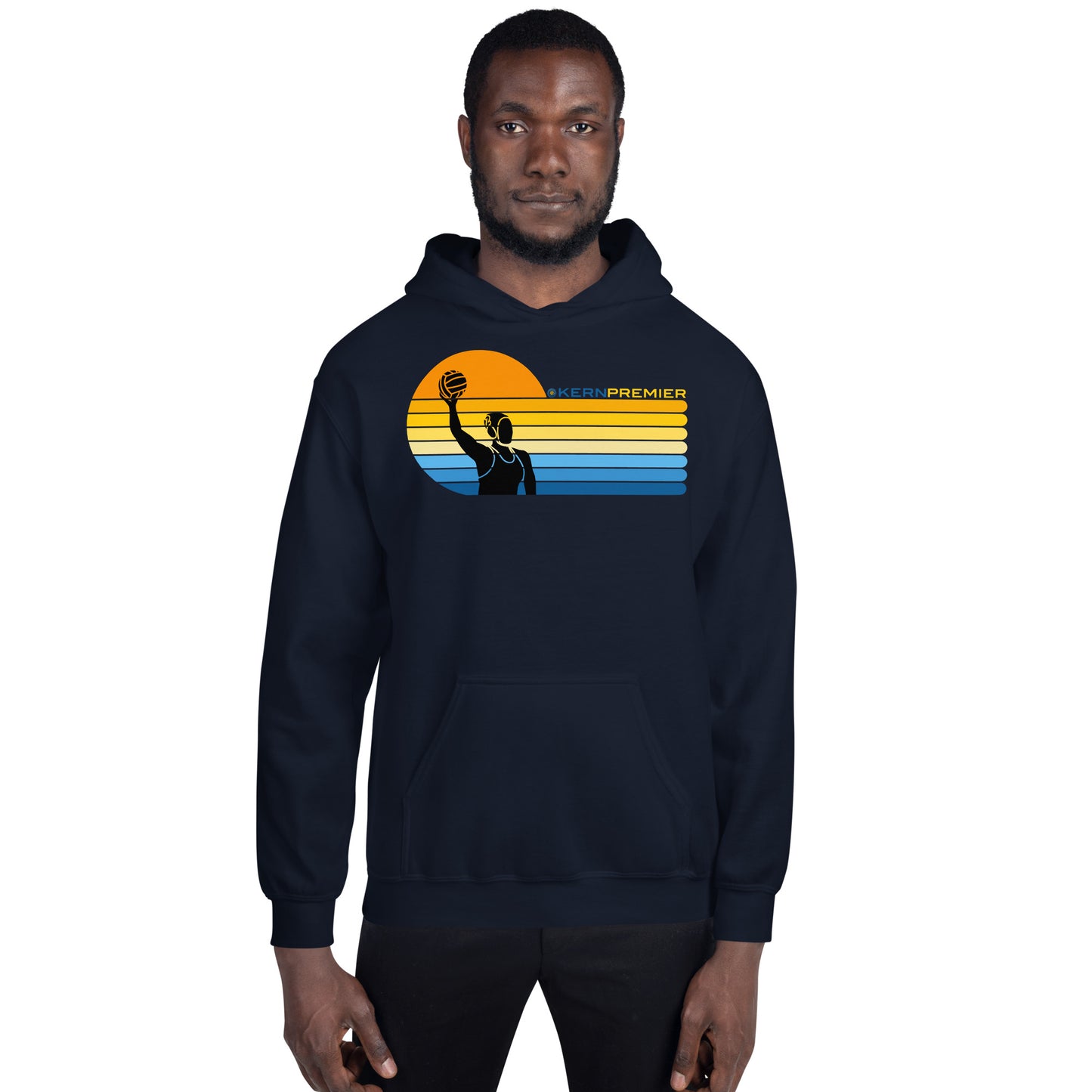 Kern Premier - 7 Color Left sided Sunset with Female with Logo on Top - Unisex Heavy Blend Hoodie - Gildan 18500