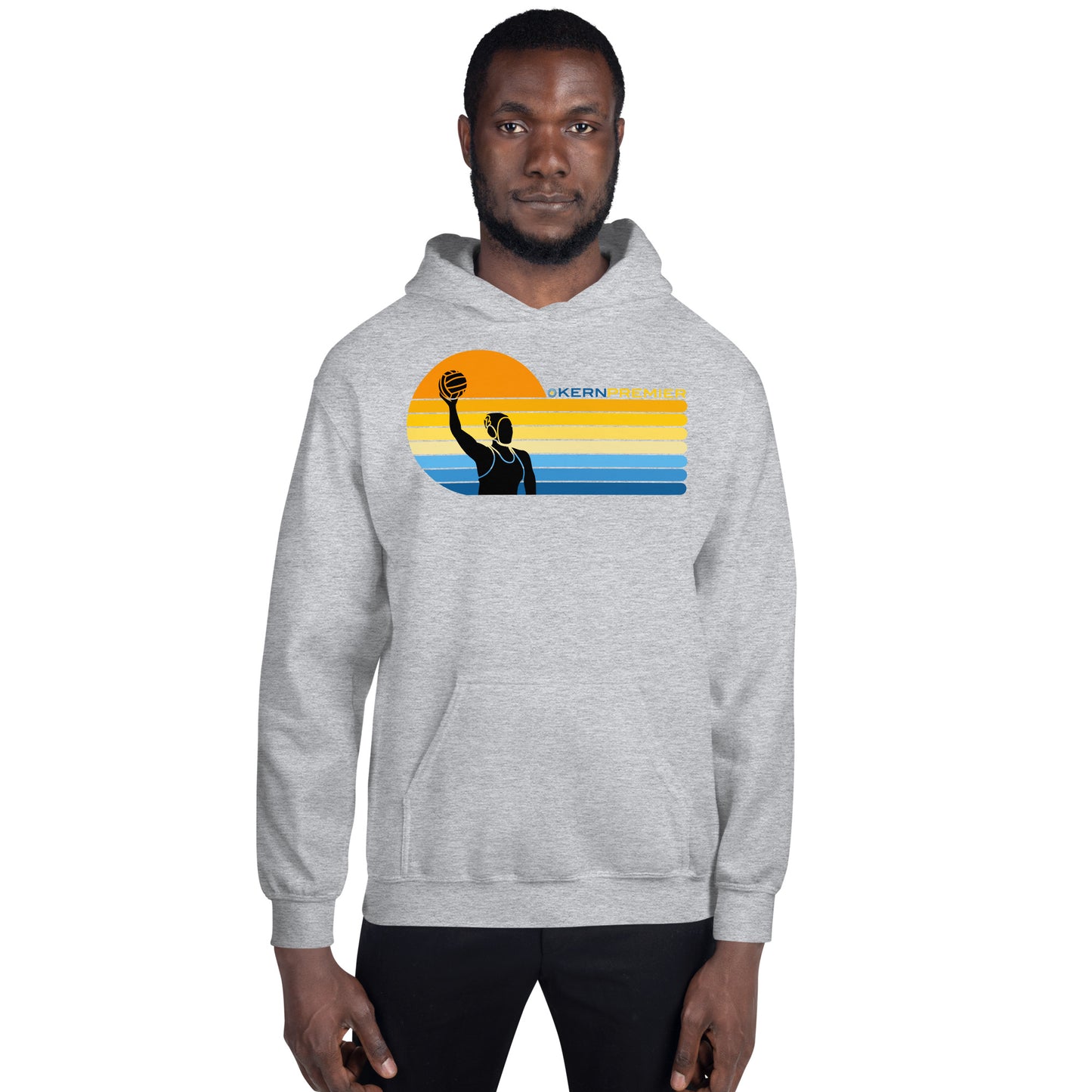 Kern Premier - 7 Color Left sided Sunset with Female with Logo on Top - Unisex Heavy Blend Hoodie - Gildan 18500