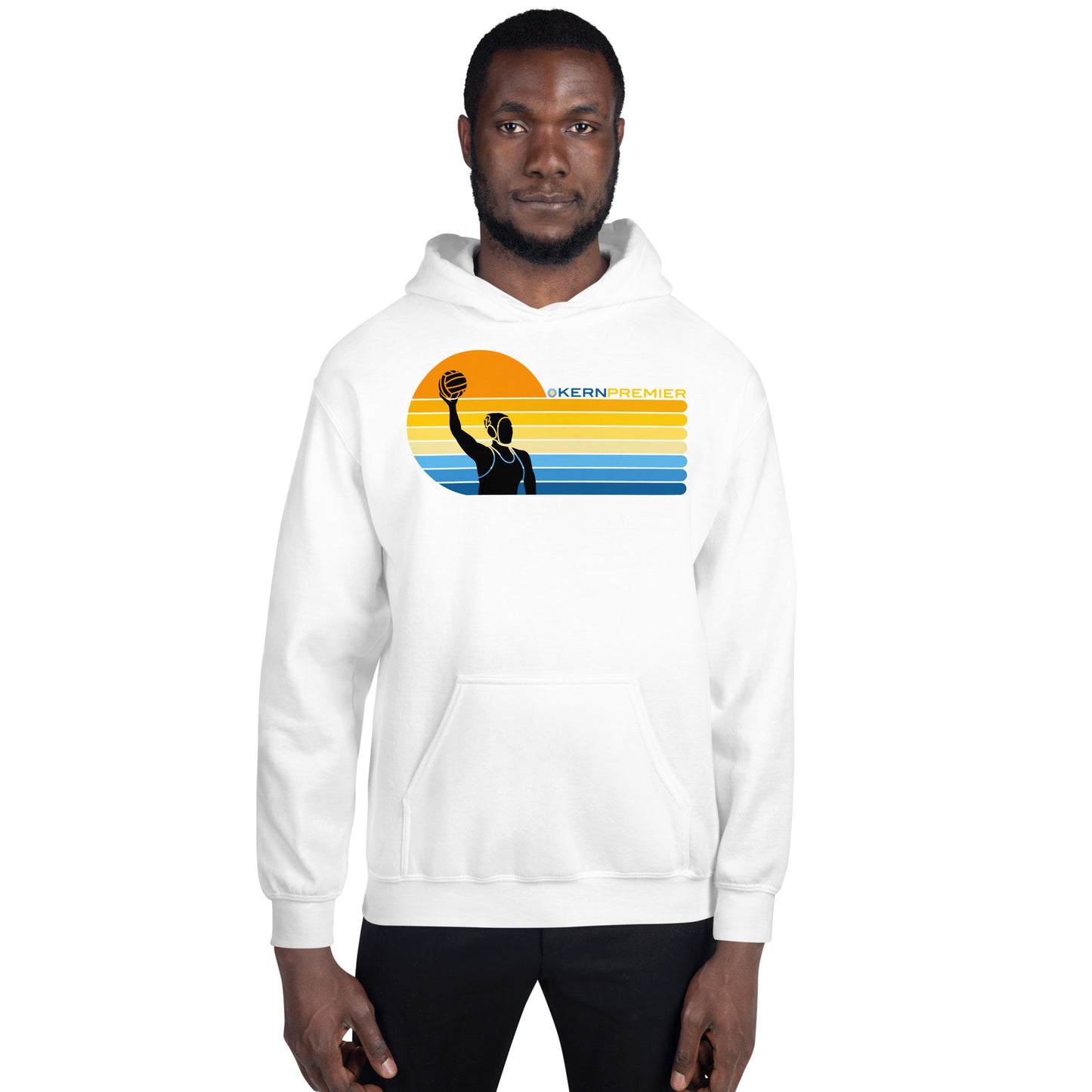 Kern Premier - 7 Color Left sided Sunset with Female with Logo on Top - Unisex Heavy Blend Hoodie - Gildan 18500