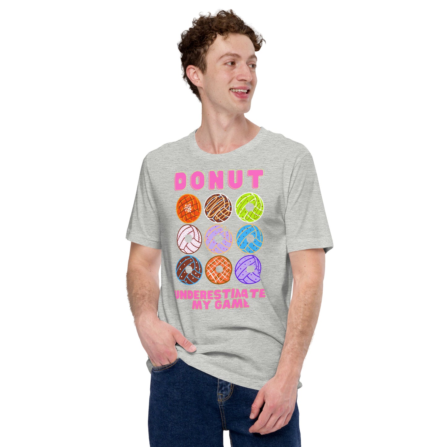 Donut Underestimate my Game - Pink Lettering - Unisex Soft T-shirt - Bella Canvas 3001