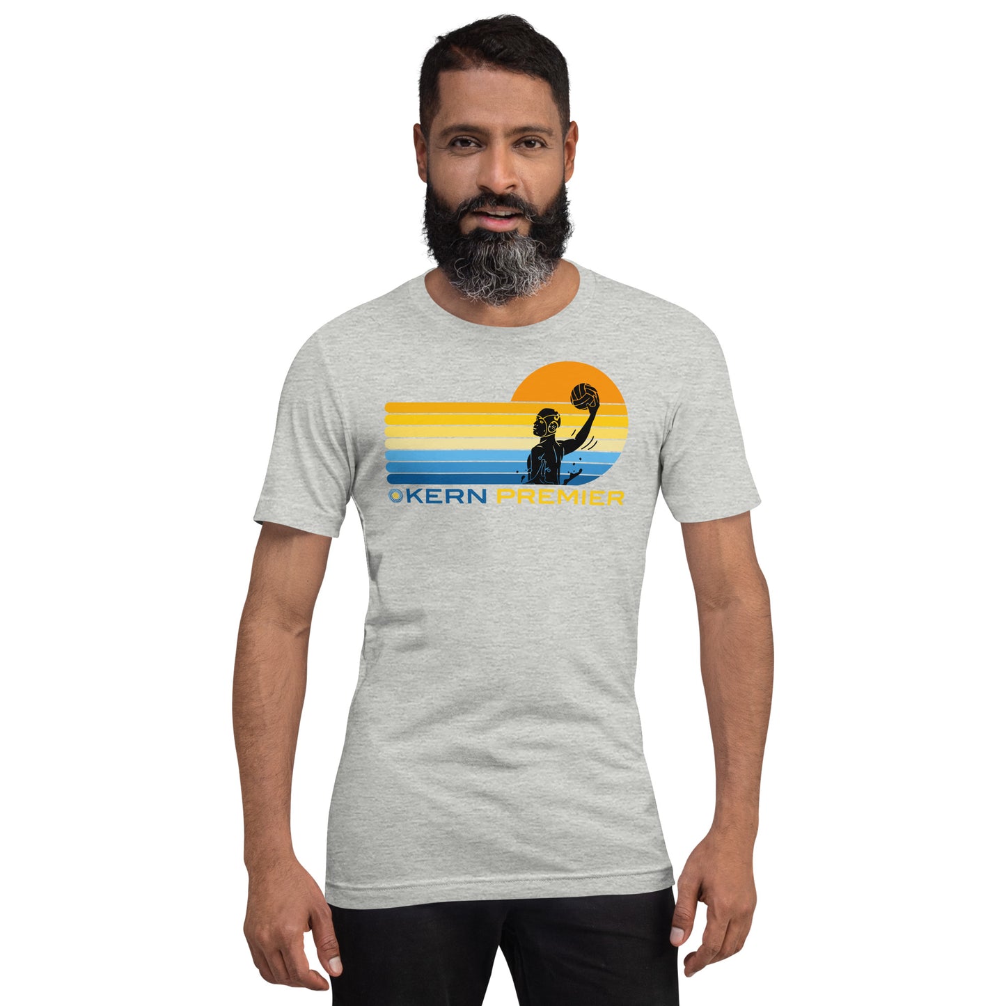 Kern Premier 7 color sunset male silhouette - Unisex Soft T-shirt - Bella Canvas 3001