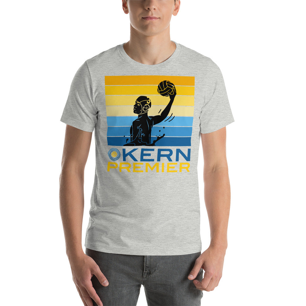 Kern Premier 7 color square horizontal with split logo male silhouette - Unisex Soft T-shirt - Bella Canvas 3001
