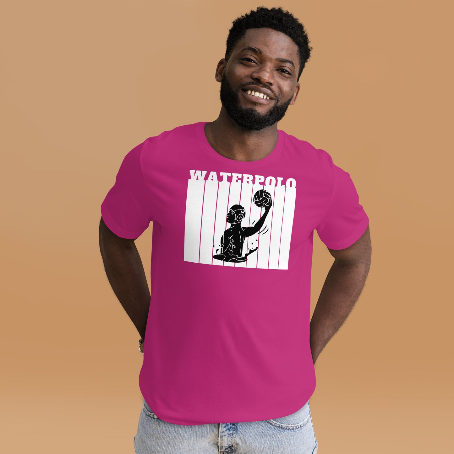 Water Polo - White Wall with Male 2 - Unisex Soft T-shirt - Bella Canvas 3001