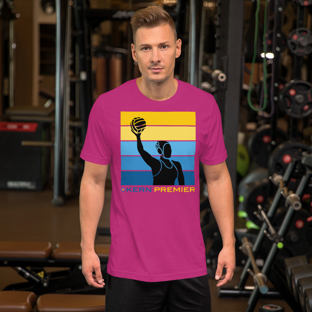 Kern Premier - Square 5 Colored Horizontal Bars with Female Player - Unisex Soft T-shirt - Bella Canvas 3001